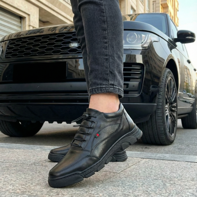 Demi boots  black en cuir véritable